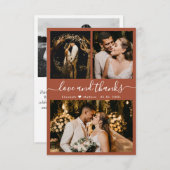 Liebe und Dank Terracotta Wedding Foto Dankeskarte (Vorne/Hinten)