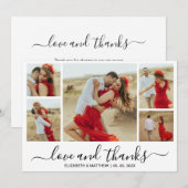 Liebe und Dank Typografie 5 FotoCollage Dankeskarte (Vorne/Hinten)
