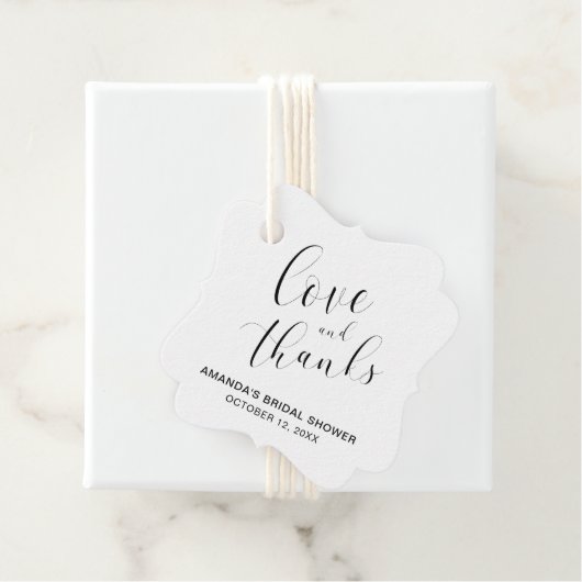 Liebe und Dank Typografie Brautparty Geschenkanhänger (Beispiel)