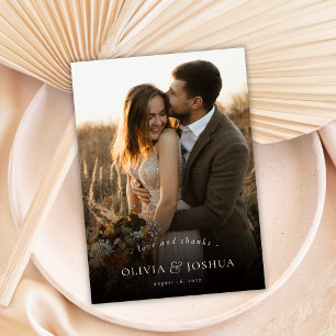 Liebe und Dank Typografie Elegante Foto Hochzeit Dankeskarte