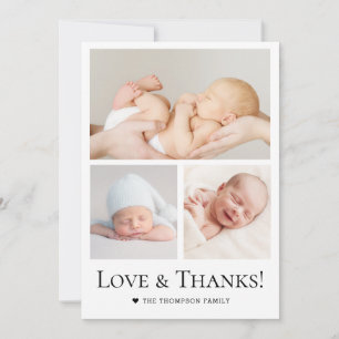 Liebe und Dank Typografie Foto Grid Baby Boy Dankeskarte
