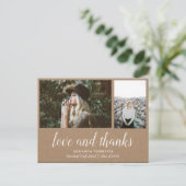 Liebe und Dank von Kraft Paper Graduate | Zwei Fot Ankündigungspostkarte (Stehend Vorderseite)