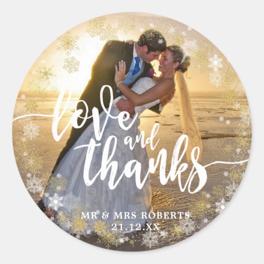 Liebe und Dank Weihnachten Weihnachten Foto Aufkle Runder Aufkleber (Vorderseite)