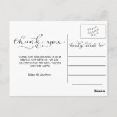 Liebe und Dank White Script Drei Hochzeit Foto Postkarte (Rückseite)