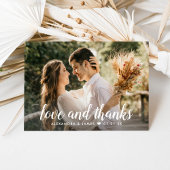 Liebe und Dank White Script Hochzeitsskripte Foto Dankeskarte