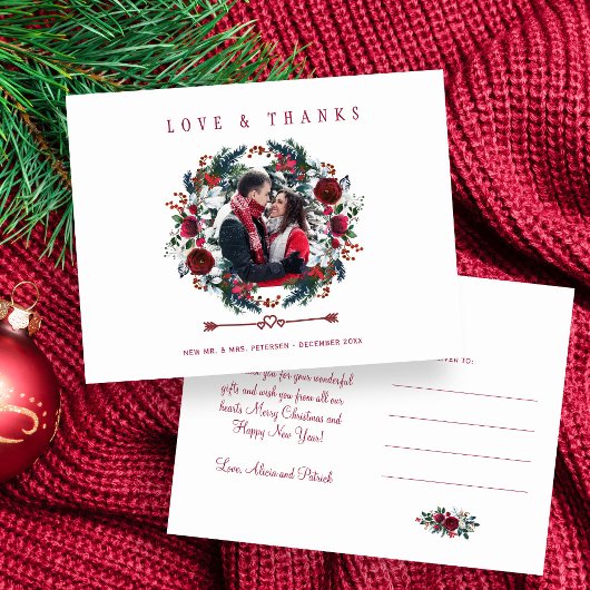 Liebe und Dank Winter Rustic Wedding Vielen Dank Postkarte