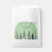 Liebe und Dank, Winterpinienbäume Bogenhochzeit Geschenktütchen (Vorderseite)