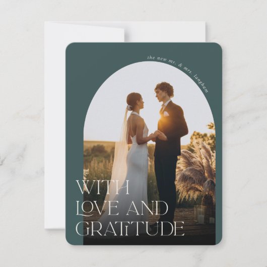 Liebe und Dankbarkeit | Arch Foto Wedding Dankeskarte (Vorderseite)