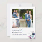Liebe und Dankbarkeit Foto, Lila und Blue Wedding Dankeskarte (Vorderseite)