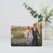 Liebe und Dankbarkeit | Horizontales Hochzeitsflug Dankeskarte (Stehend Vorderseite)