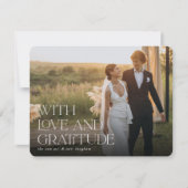 Liebe und Dankbarkeit | Horizontales Hochzeitsflug Dankeskarte (Vorderseite)