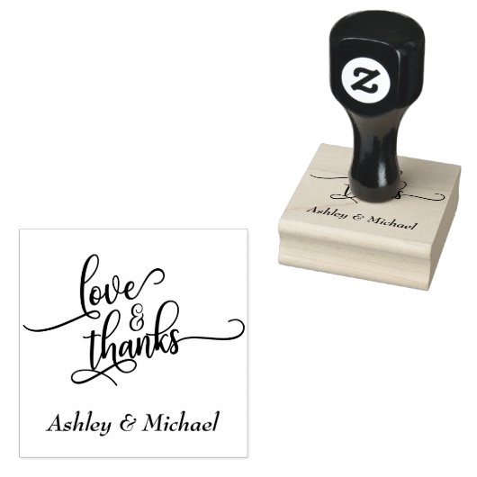 Liebe und Dankbarkeit Typografie mit Ihren Daten Gummistempel (Stempel)