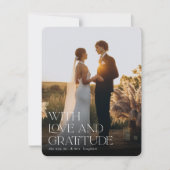 Liebe und Dankbarkeit | Vertikales Hochzeitsflugze Dankeskarte (Vorderseite)