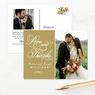 Liebe und danke antikes Hochzeitssemble Foto Viele Postkarte