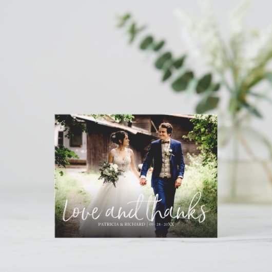Liebe und danke Chic Wedding danke Ihnen Foto Postkarte (Stehend Vorderseite)