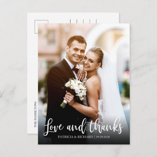 Liebe und danke Elegant Wedding danke Ihnen Foto Postkarte (Vorne/Hinten)