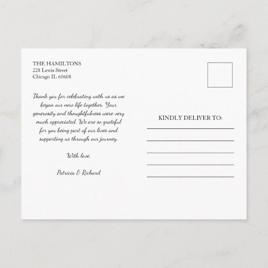 Liebe und danke Elegant Wedding danke Ihnen Foto Postkarte (Rückseite)