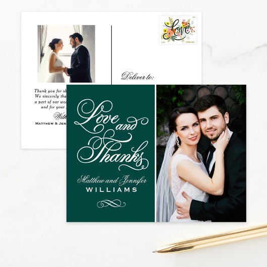 Liebe und danke Emerald Wedding Foto Vielen Dank Postkarte