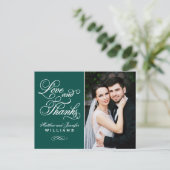 Liebe und danke Emerald Wedding Foto Vielen Dank Postkarte (Stehend Vorderseite)