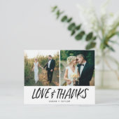 Liebe und Danke Foto Hochzeit Vielen Dank Postkart Postkarte (Stehend Vorderseite)