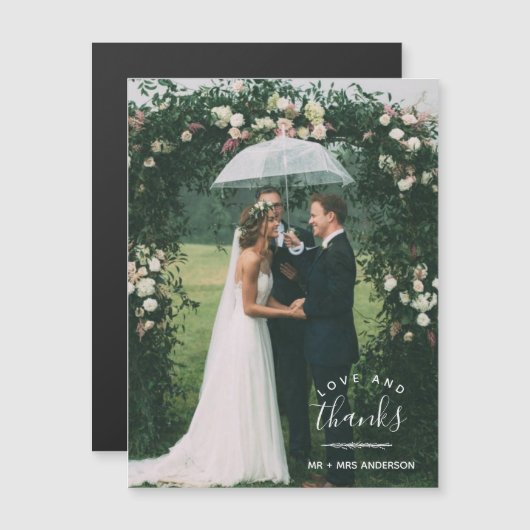 Liebe und danke Foto Wedding Vielen Dank Magnetkarte (Vorne/Hinten)
