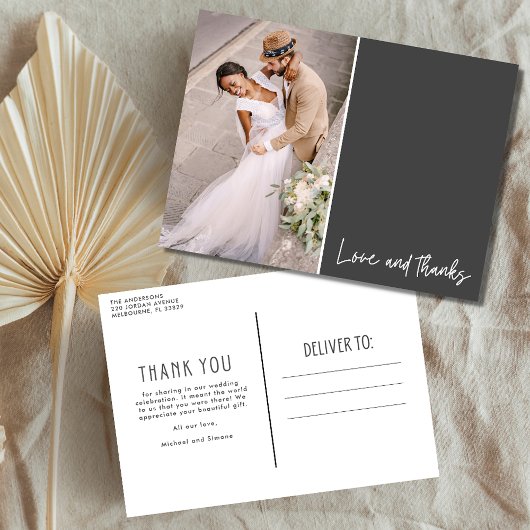 Liebe und danke Foto Wedding Vielen Dank Postkarte