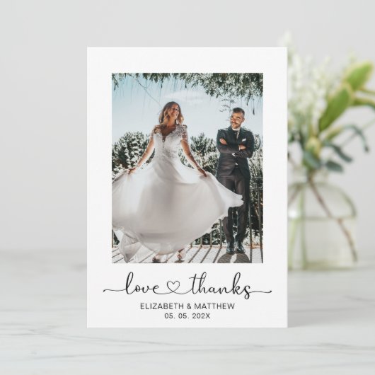Liebe und Danke Heart Script 2 Foto Hochzeit (Stehend Vorderseite)