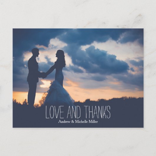 Liebe und danke Hochzeit danke Postkarte (Vorderseite)