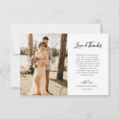 Liebe und danke Hochzeit Foto Danke Karte (Rückseite)