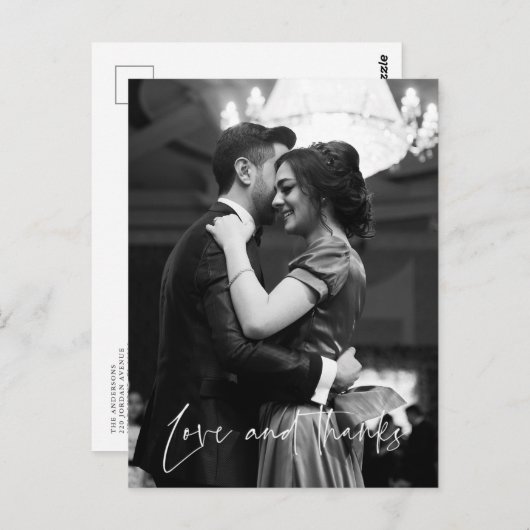 Liebe und danke Hochzeit Foto Vielen Dank Postcard Postkarte (Vorne/Hinten)