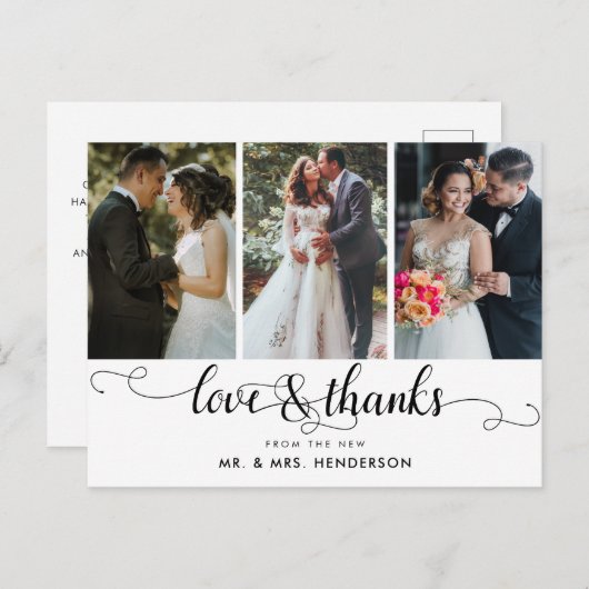 Liebe und danke Hochzeitfotografie-Collage Vielen Postkarte (Vorne/Hinten)
