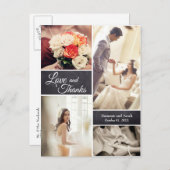 LIEBE und DANKE Moderne Fotos für Hochzeiten Ankündigungspostkarte (Vorne/Hinten)