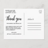 Liebe und danke Moderne Hochzeit Danke Foto Postkarte (Rückseite)