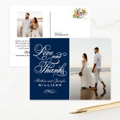 Liebe und danke Navy Blue Wedding Foto Vielen Dank Postkarte