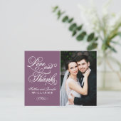 Liebe und Danke Plum Wedding Foto Vielen Dank Postkarte (Stehend Vorderseite)