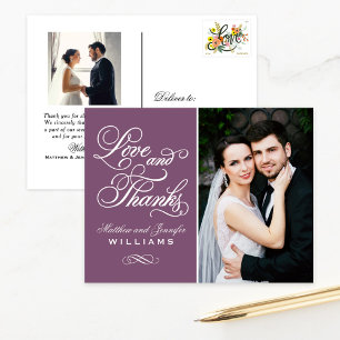 Liebe und Danke Plum Wedding Foto Vielen Dank Postkarte