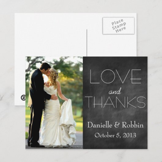 Liebe und danke Postkarte (Vorne/Hinten)