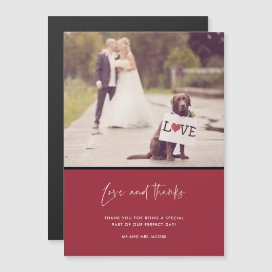 Liebe und danke Red Wedding Foto Vielen Dank Magnetkarte (Vorne/Hinten)