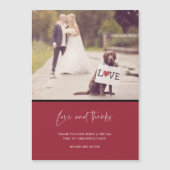 Liebe und danke Red Wedding Foto Vielen Dank Magnetkarte (Vorderseite)