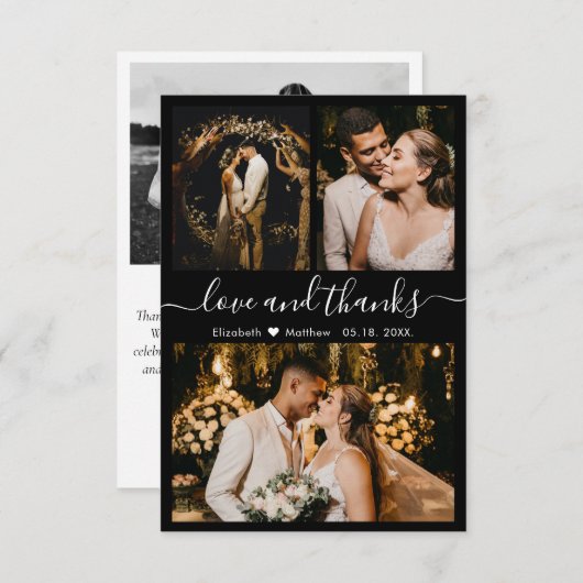 Liebe und danke Schwarz-weißen Hochzeit Danke Kart (Vorne/Hinten)