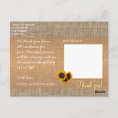 Liebe und danke Sonnenblumen Hochzeit danke Postkarte (Rückseite)
