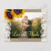 Liebe und danke Sonnenblumen Hochzeit danke Postkarte (Vorderseite)