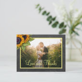 Liebe und danke Sonnenblumen Hochzeit danke Postkarte (Stehend Vorderseite)