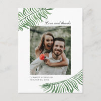 Liebe und danke. Tropische Blätter Hochzeit danke