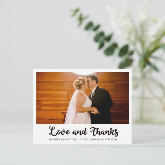 Liebe und danke Wedding Foto Vielen Dank Postkarte (Stehend Vorderseite)