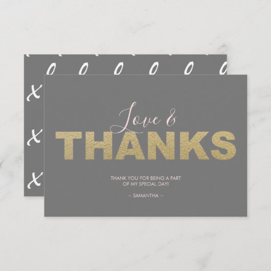 Liebe und Danke, X und O Vielen Dank Dankeskarte (Vorne/Hinten)