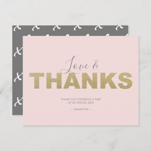 Liebe und Danke, X und O Vielen Dank Dankeskarte (Vorne/Hinten)