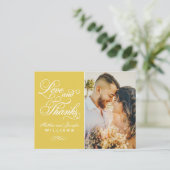 Liebe und danke Yellow Wedding Foto Vielen Dank Postkarte (Stehend Vorderseite)