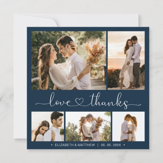 Liebe und Dankeschön Heart 5 Foto Collage Wedding (Vorderseite)