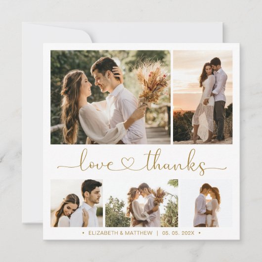 Liebe und Dankeschön Heart 5 Foto Collage Wedding (Vorderseite)